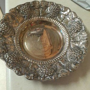 Beautiful Silver Plated 11" Repousse Grape Motif Bowl William Adams (WA) Spain